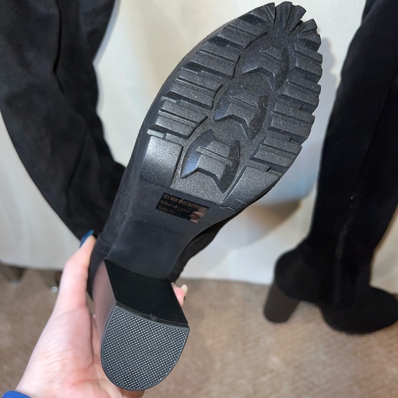 Over the knee black suede high heeled boots size 7.5 NEW - Picture 3 of 10